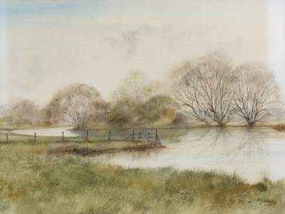 Lot 154 - Ken Messer (1931-2018) River landscape, signed,...