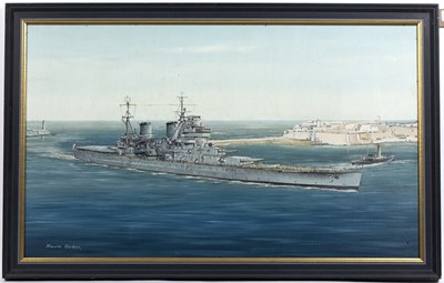 Lot 156 - Maurice Gardner (b.1926) 'HMS Anson at Grand...