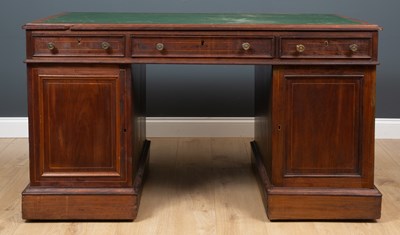 Lot 452 - A 19th century mahogany pedestal partners desk...