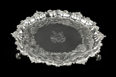 Lot 702 - A George II silver salver, chased and engraved...