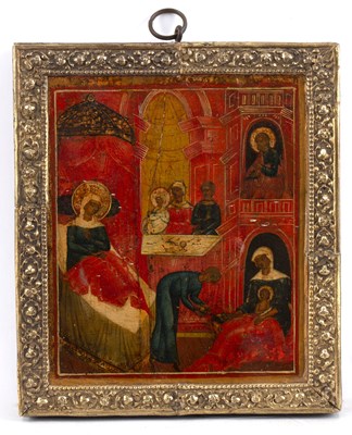 Lot 446 - An antique Russian icon painted with the...