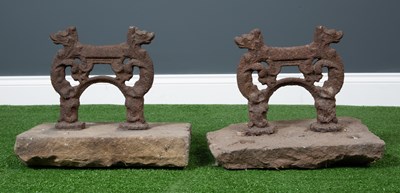 Lot 500 - A pair of antique cast iron boot scrapers set...