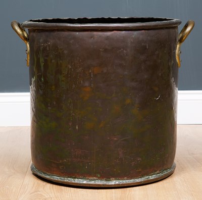 Lot 139 - A 19th century copper log bin with brass...