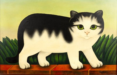 Lot 414 - Martin Leman (b.1934) Cat on Wall signed...