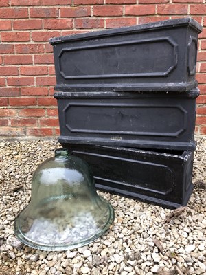 Lot 514 - Three grey painted composite small troughs, 60....