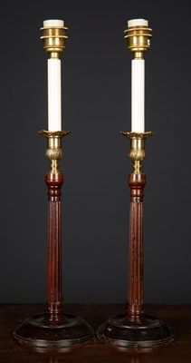 Lot 373 - A pair of George III style mahogany and brass...