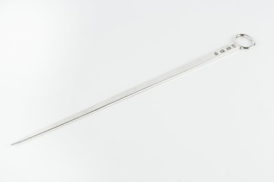 Lot 717 - A George II silver meat skewer, of plain...