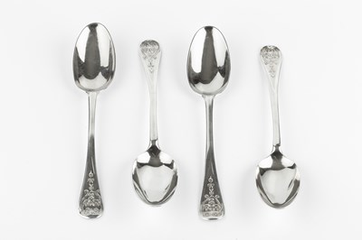 Lot 718 - A set of four Queen Anne silver Hanoverian...