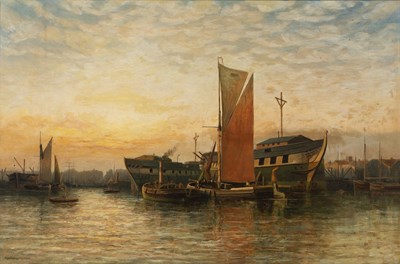 Lot 190 - George Gregory (1849-1938) A sailing barge and...