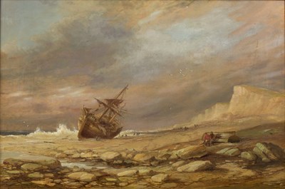 Lot 191 - George Gregory (1849-1938) A shipwreck beached...