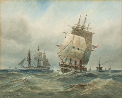 Lot 197 - George Gregory (1849-1938) A three masted...