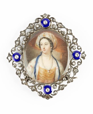 Lot 47 - A 19th century enamel and diamond set memorial...