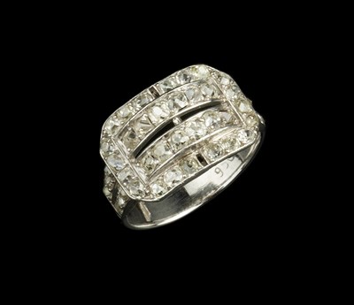 Lot 238 - A diamond panel ring, circa 1940-50, of...