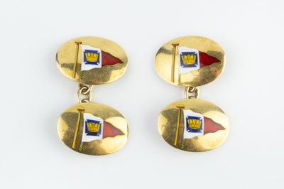 Lot 148 - Of yachting interest: A pair of enamel...