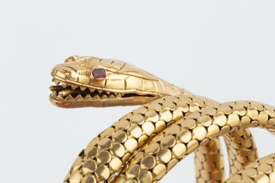 Lot 196 - A late 19th century serpent bracelet, modelled...