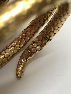 Lot 196 - A late 19th century serpent bracelet, modelled...