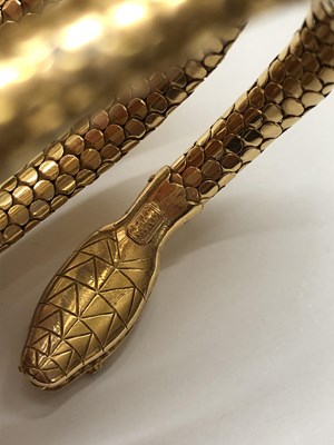 Lot 196 - A late 19th century serpent bracelet, modelled...