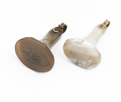 Lot 35 - Two 19th century agate seal fobs, each with...
