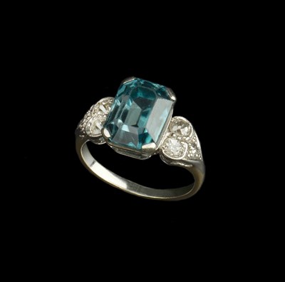 Lot 234 - A blue zircon and diamond dress ring, the...