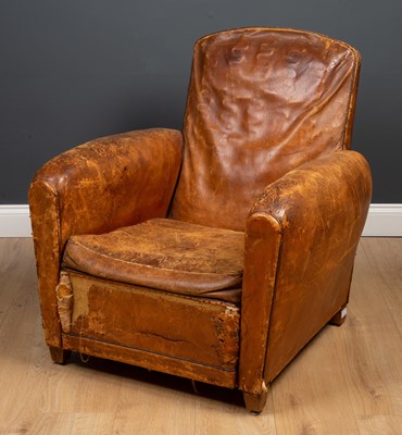 Lot 150 - A Leather Club armchair, 80cm x 80cm x 83cm