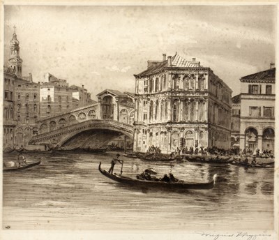 Lot 13 - Wilfrid Hoggins (b.1873) The Rialto Bridge,...