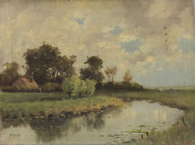 Lot 205 - B * Medema (1891-1982) River landscape with...