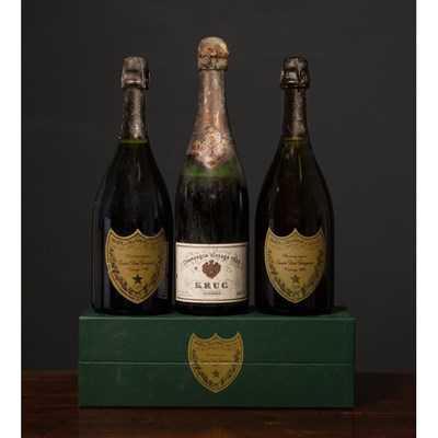 Lot 482 - A bottle of Champagne Krug 1969 and two...