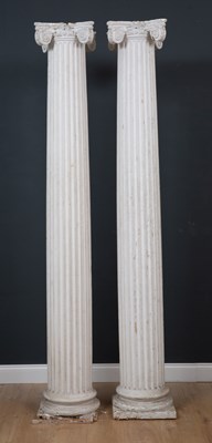 Lot 530 - A pair of 19th century white painted tapered...