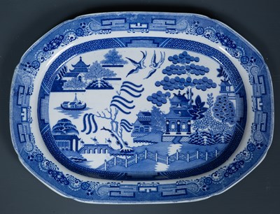 Lot 243 - An 18th Century willow pattern blue & white...