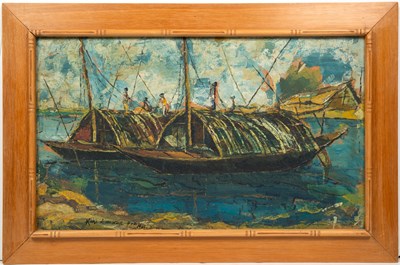 Lot 134 - Kazi Anowar Hossain (1941-2007) A river scene...