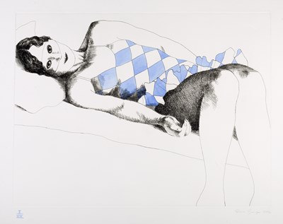 Lot 58 - Adrian George (b.1944) Lady and Flowers, 1982...