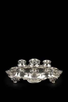 Lot 752 - A William IV silver inkstand, of shaped rococo...