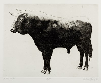 Lot 44 - Robert Young (20th Century) Bull, 1967 signed,...