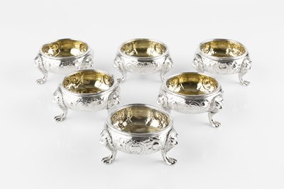 Lot 778 - A set of six George IV silver circular salts,...