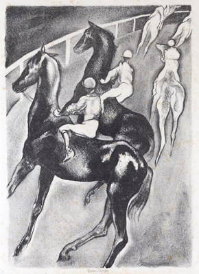 Lot 21 - John Copley (1875-1950) Horses turning into...