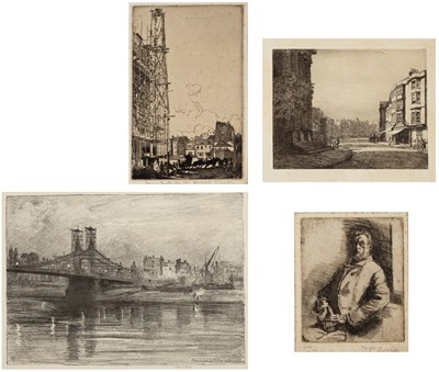 Lot 86 - Frank Short (1857-1945) Hammersmith Bridge...