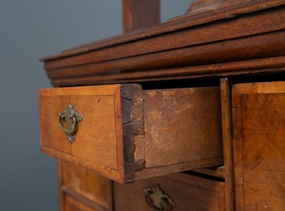 Lot 57 - A George III oak and walnut linen press chest,...