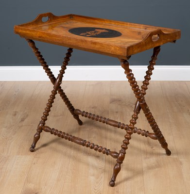 Lot 44 - A Victorian olive wood tray complete with...