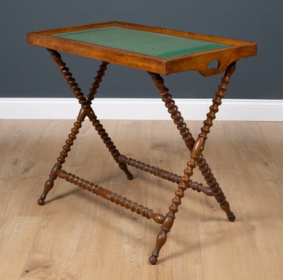 Lot 44 - A Victorian olive wood tray complete with...