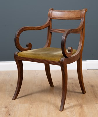 Lot 10 - A Regency mahogany carver armchair with bar...