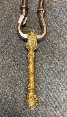 Lot 6 - A set of 19th century brass and steel fire...