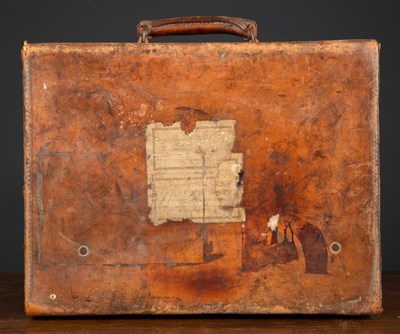Lot 7 - A wicker fishing creel with leather strap,...
