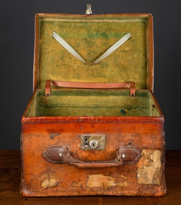 Lot 7 - A wicker fishing creel with leather strap,...