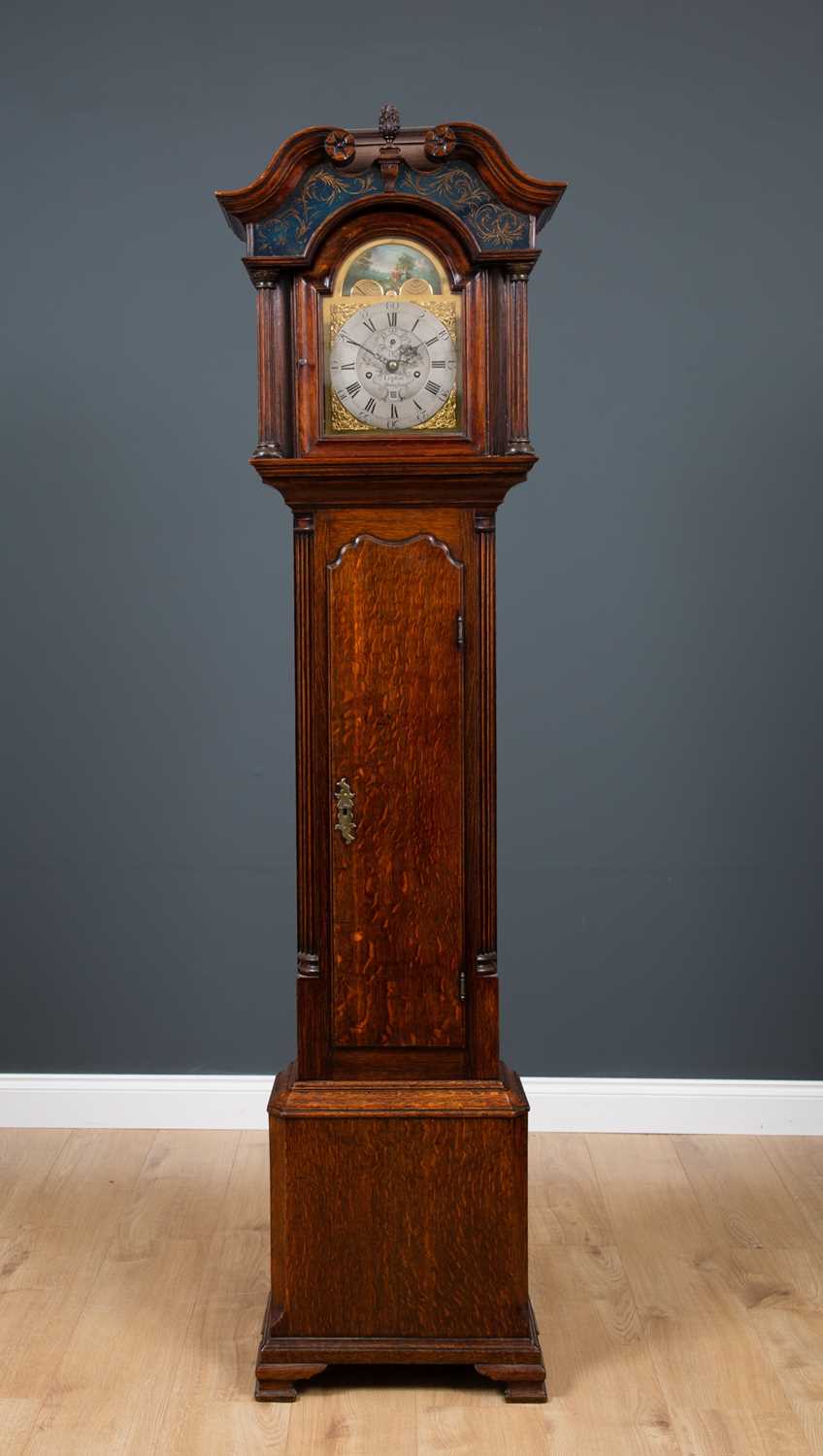 Lot 5 - A George III unusual sized oak eight day...