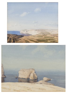 Lot 256 - John Newberry (b.1934) Cliffs above Xlendi Bay,...