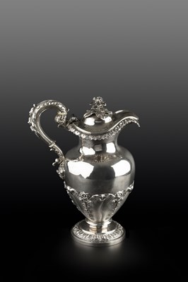 Lot 729 - A George IV silver hot water pot, the baluster...