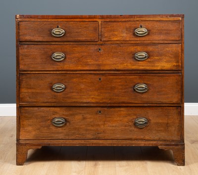 Lot 206 - A 19th century oak chest of two short and...