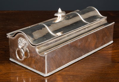 Lot 311 - A 19th century silver plated casket form desk...