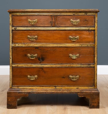 Lot 197 - A 19th century small sized pine chest of four...