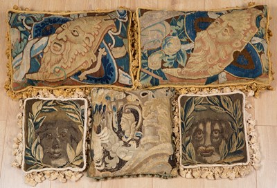 Lot 369 - A pair of 17th century tapestry fragments used...